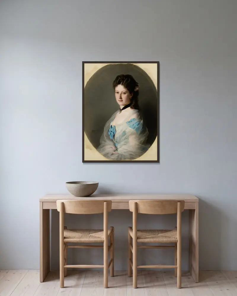 Portrait of Olga von Grunelius av Franz Xaver Winterhalter inramad på en vägg