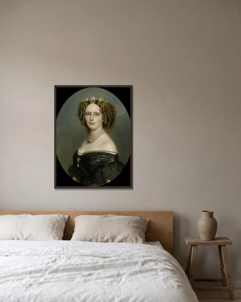 Portrait of Sophia Frederika Mathilda (1818-77), Princess of Württemberg av Franz Xaver Winterhalter inramad på en vägg