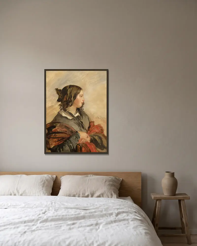 Porträtt av den unga drottning Victoria av Franz Xaver Winterhalter inramad på en vägg