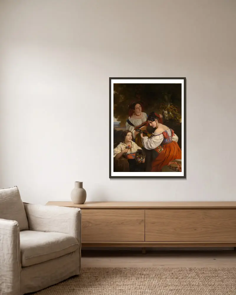 Römische Genreszene von Franz Xaver Winterhalter gerahmt an einer Wand