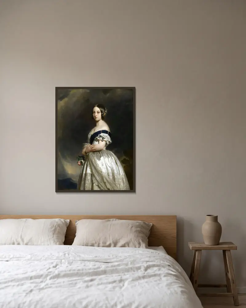 The Young Queen Victoria in 1837 av Franz Xaver Winterhalter inramad på en vägg