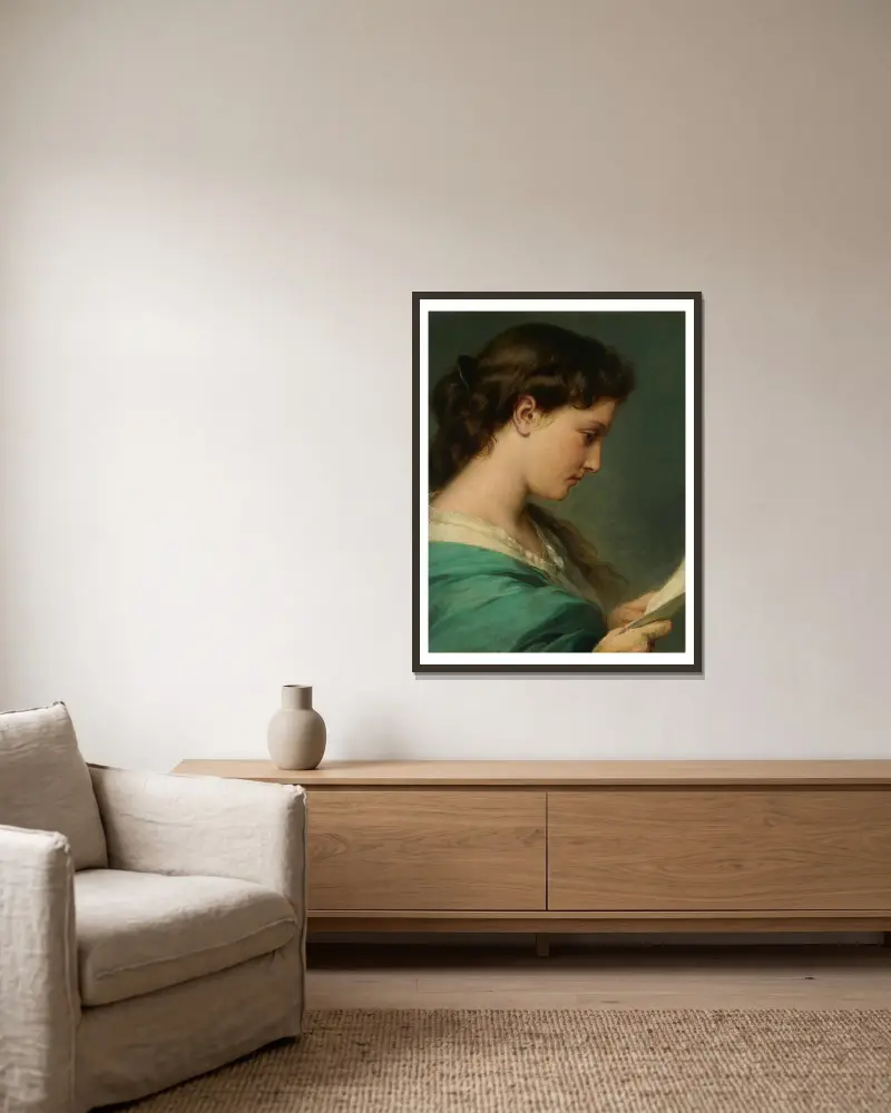 Woman Reading a Letter av Franz Xaver Winterhalter inramad på en vägg
