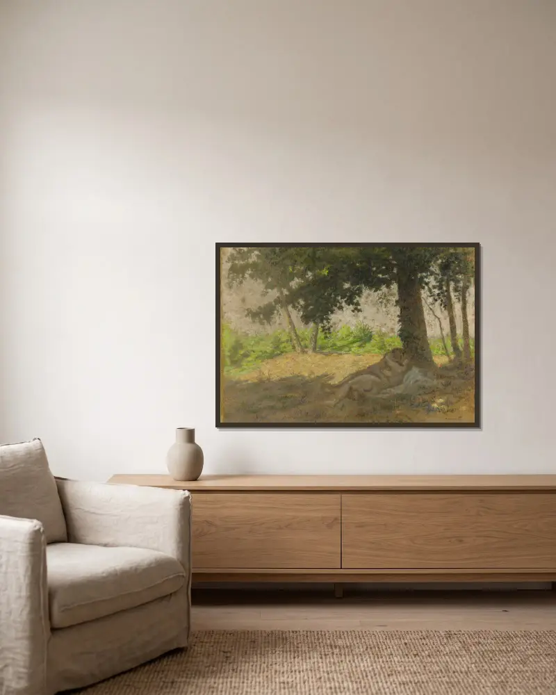 Couple enlacé couché dans un paysage av Ker-Xavier Roussel inramad på en vägg