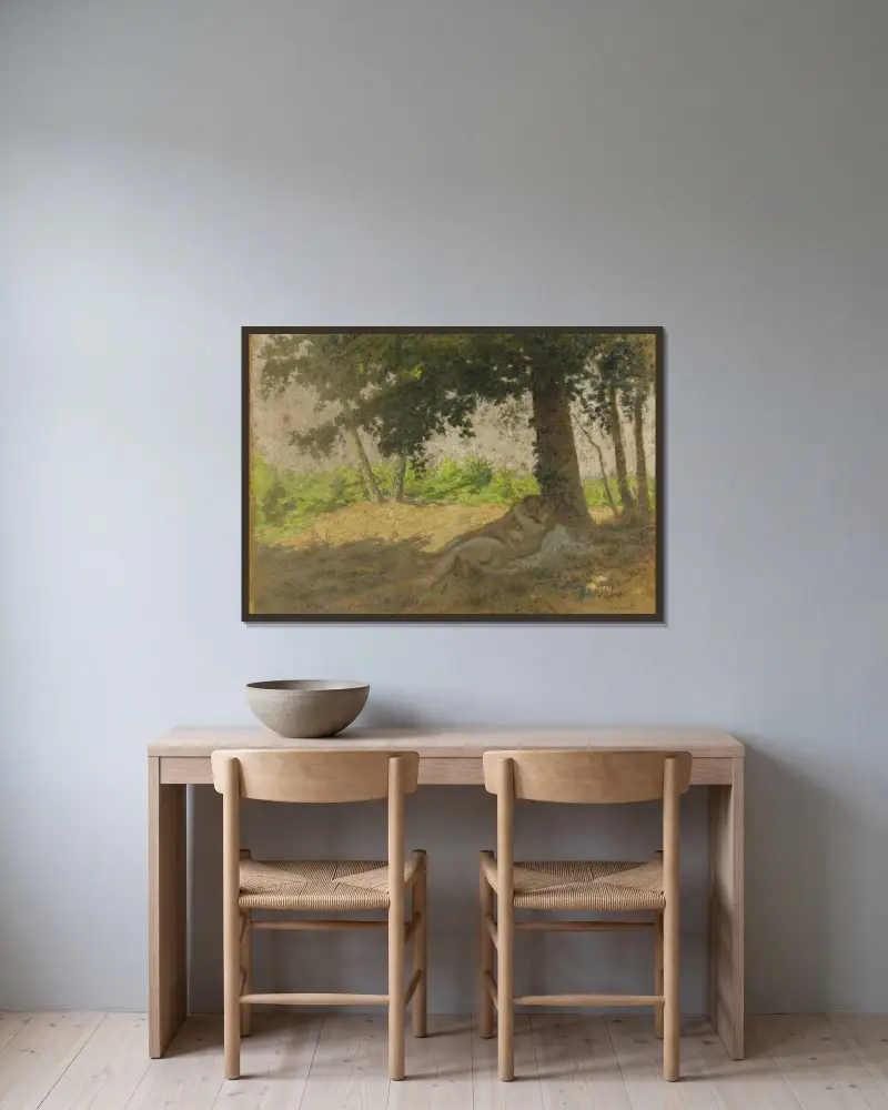 Couple enlacé couché dans un paysage av Ker-Xavier Roussel inramad på en vägg