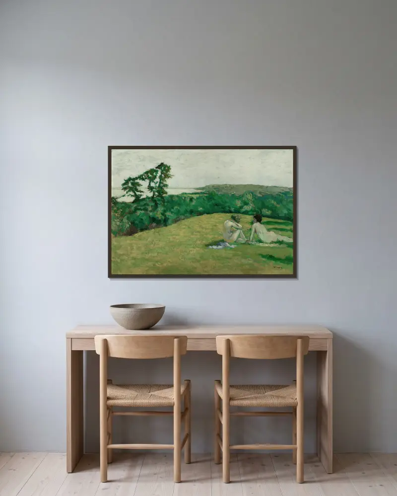 Vor dem Meer (Varengeville) von Ker-Xavier Roussel gerahmt an einer Wand