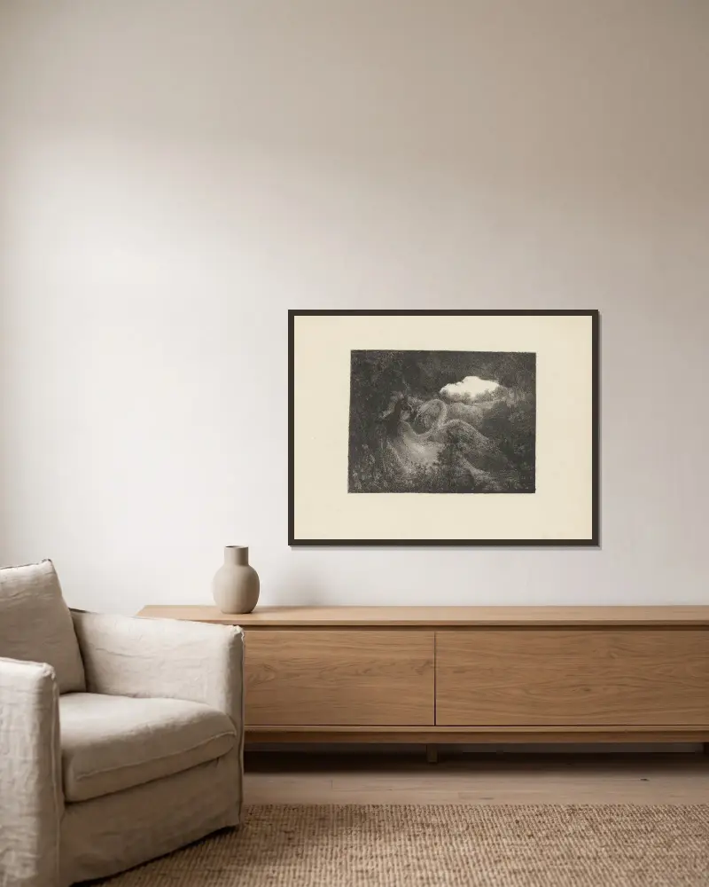Leda und der Schwan von Ker-Xavier Roussel gerahmt an einer Wand