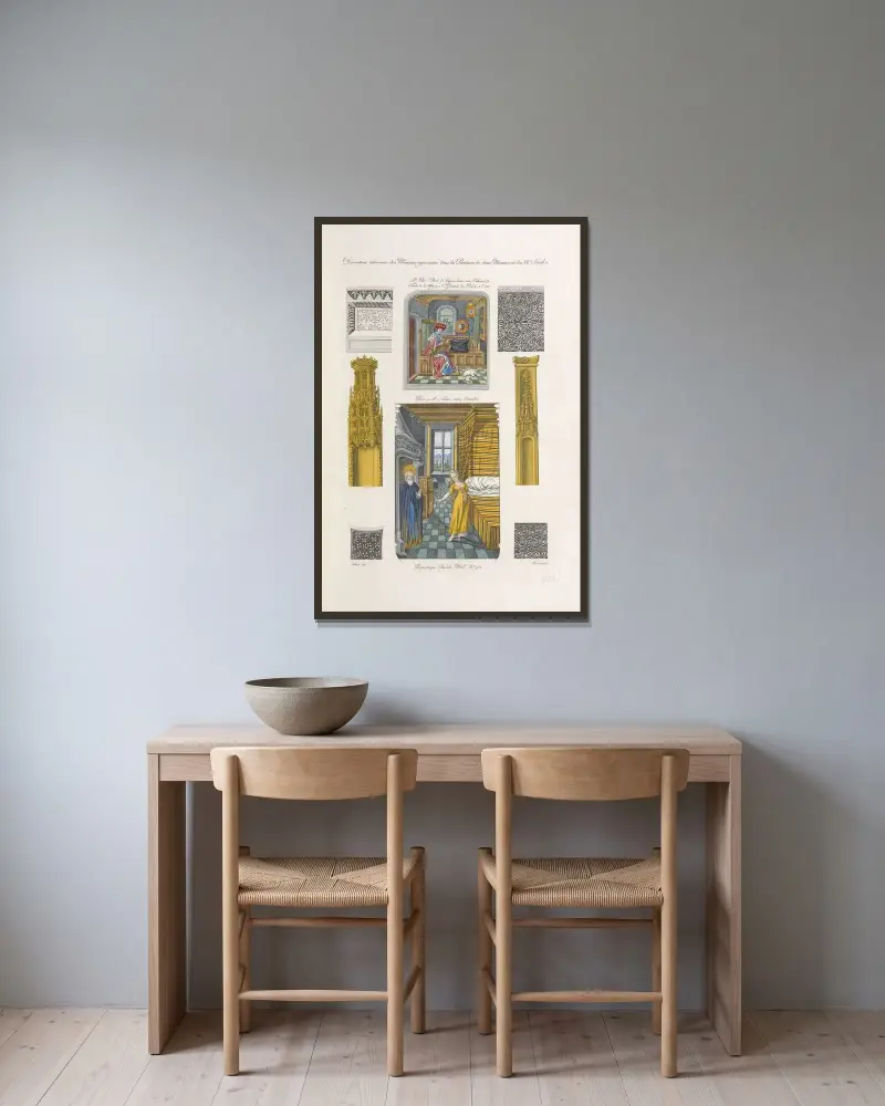 Décoration intérieure des maisons représentée dans les peintures de deux manuscrits du XVe. siècle von Nicolas Xavier Willemin gerahmt an einer Wand