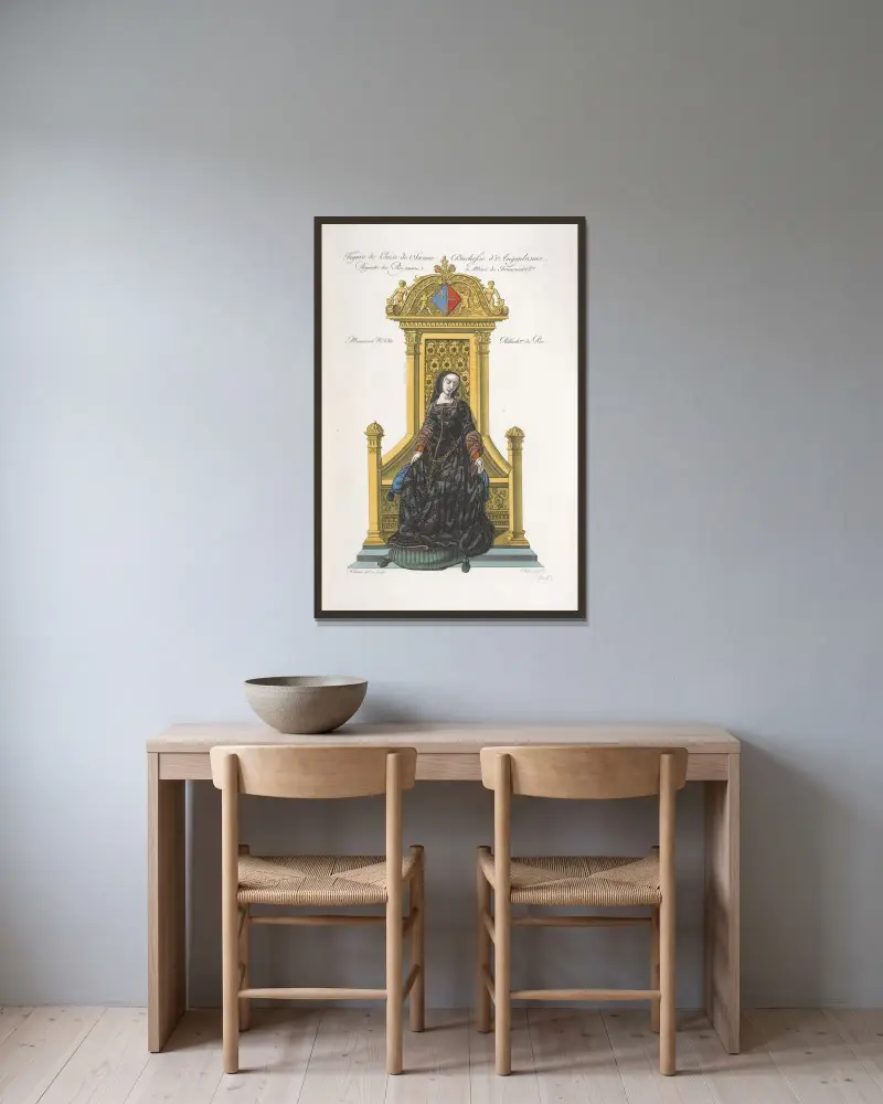 Porträt der Louise von Savoyen, Herzogin von Angoulême, Regentin des Königreichs und Mutter von Franz I. von Nicolas Xavier Willemin gerahmt an einer Wand