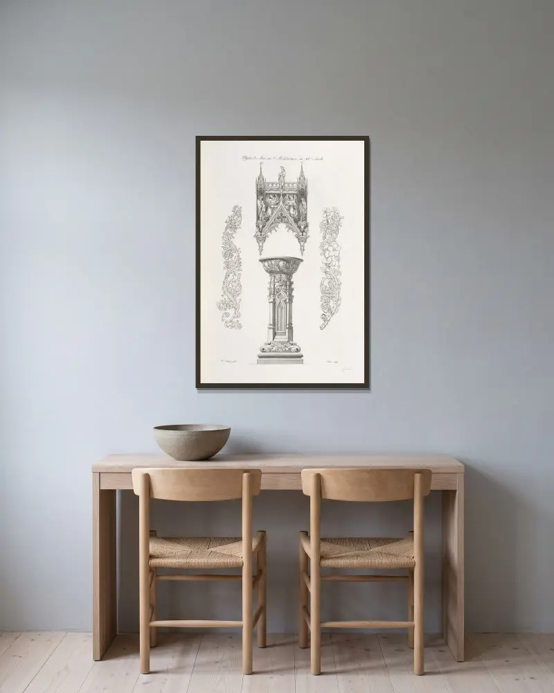 Objets d’arts et architecture du XIVe. siècle., Nicolas Xavier Willemin v rámu na stěně