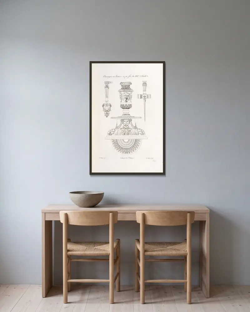 Ouvrages en bronze et en fer, du XVIe. siècle. von Nicolas Xavier Willemin gerahmt an einer Wand