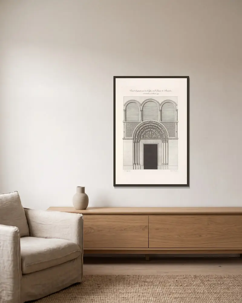 Portail septentrional de l’église de S. Étienne de Beauvais, reconstruite en l’année 997. av Nicolas Xavier Willemin inramad på en vägg