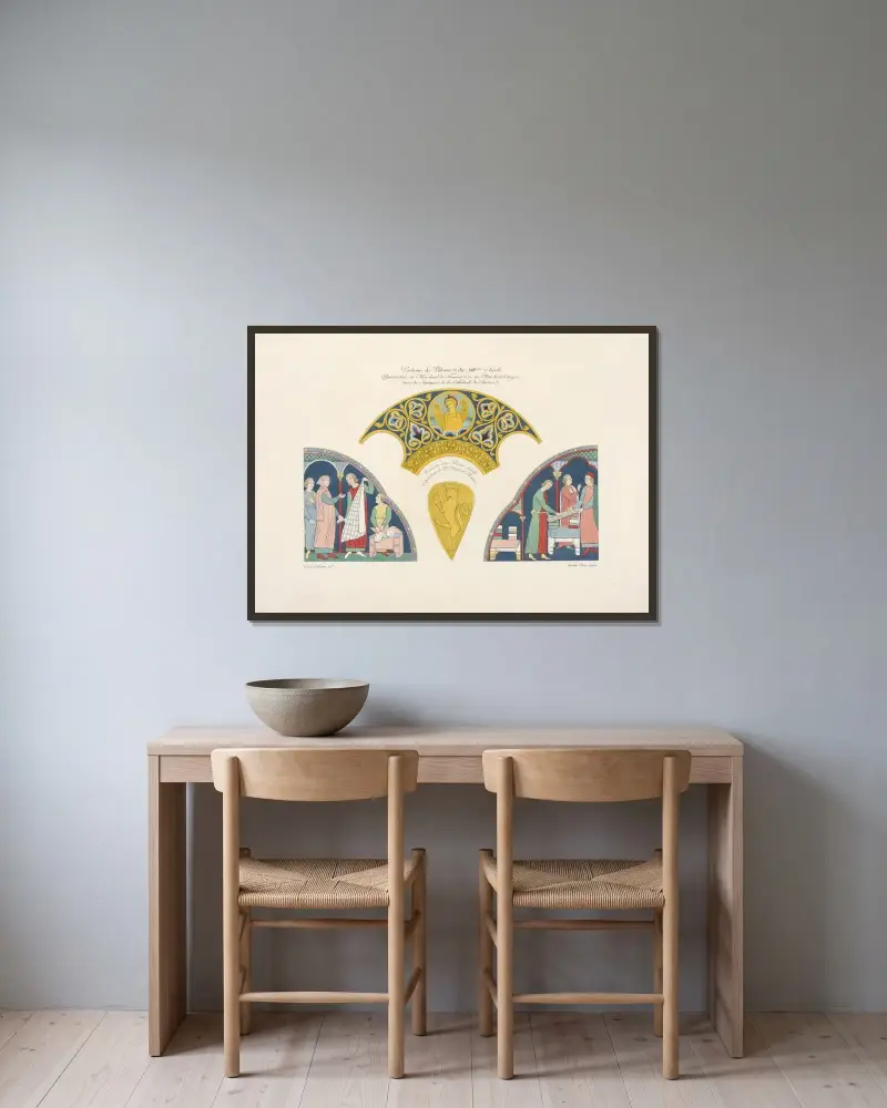 Portions de vitraux du XIIIème. siècle av Nicolas Xavier Willemin inramad på en vägg