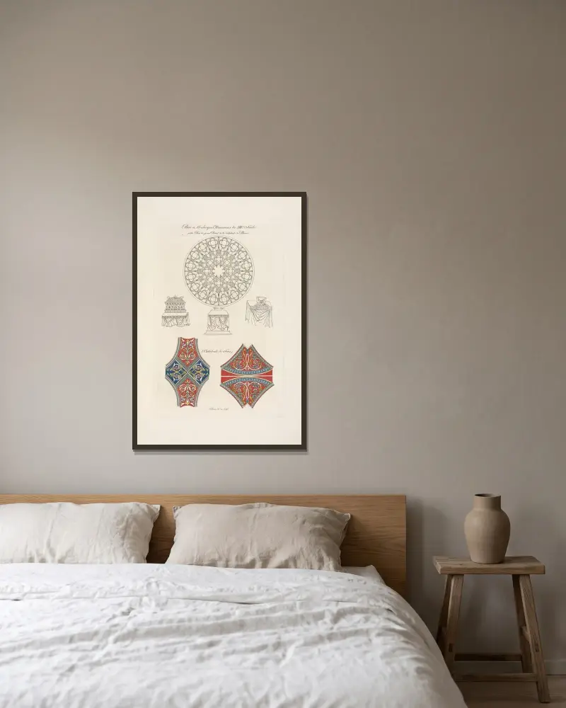 Rose et arabesques, monumens du XIIIe. siècle. von Nicolas Xavier Willemin gerahmt an einer Wand