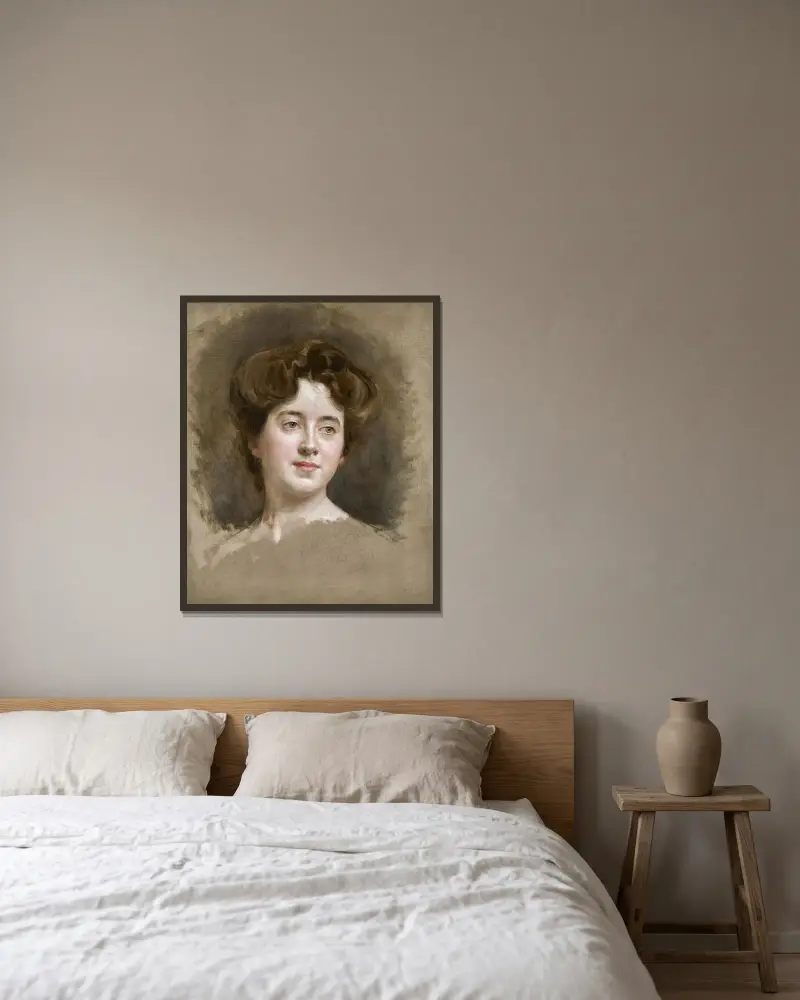 En ung skönhet av Raimundo de Madrazo y Garreta inramad på en vägg