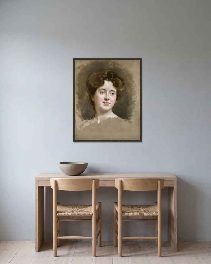 En ung skönhet av Raimundo de Madrazo y Garreta inramad på en vägg