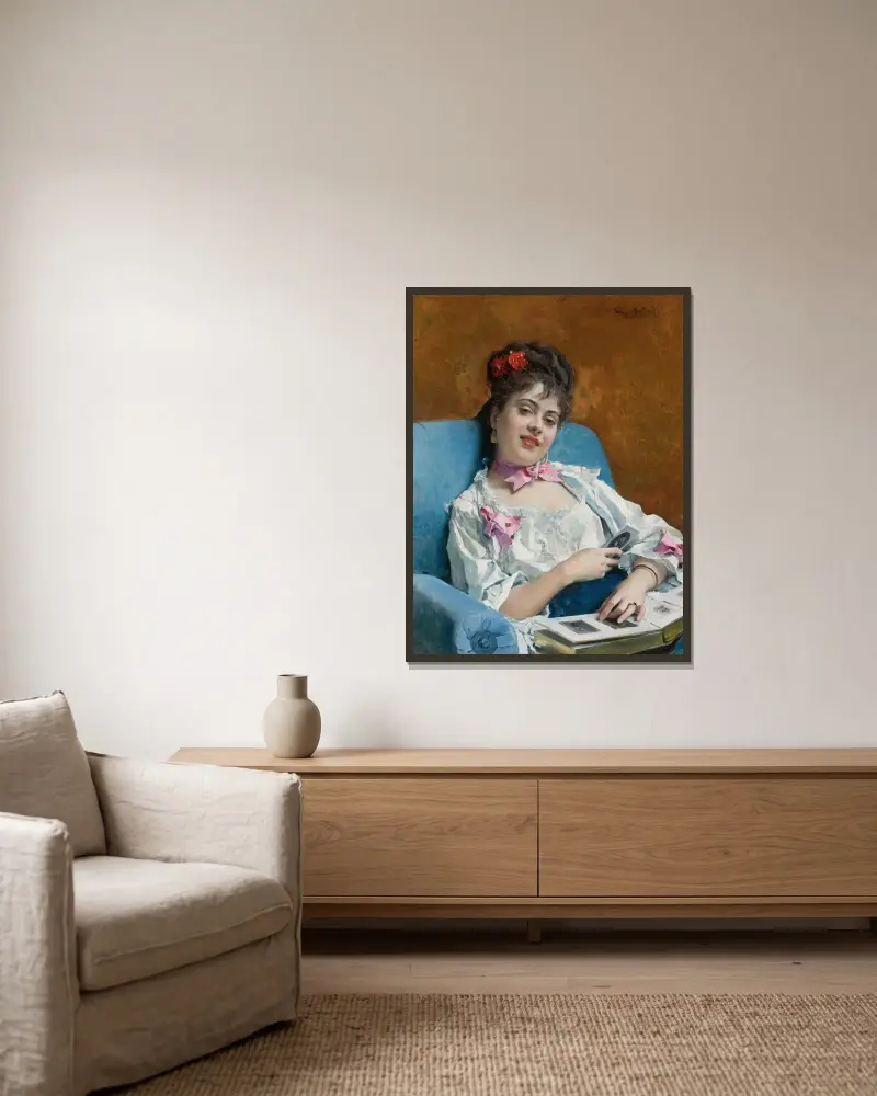 Aline, Album De Familia (Aline, Reflections) av Raimundo de Madrazo y Garreta inramad på en vägg