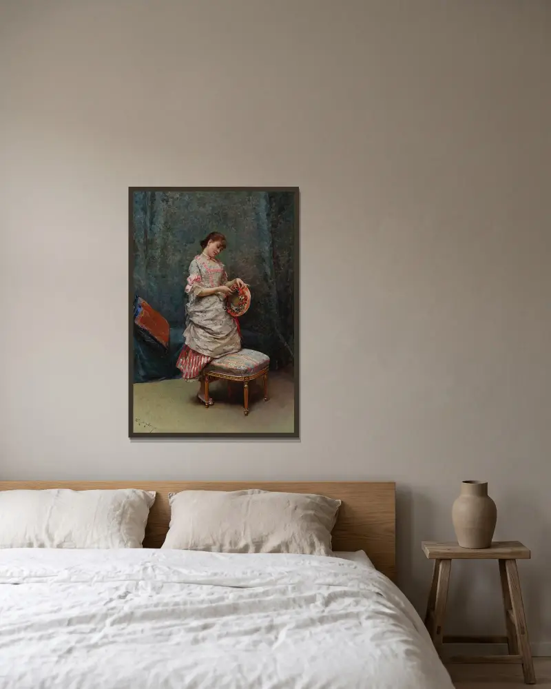 Aline mit Hut von Raimundo de Madrazo y Garreta gerahmt an einer Wand
