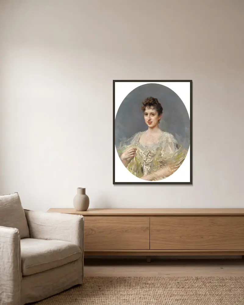 Clotilde, Marquessa de Acricollar av Raimundo de Madrazo y Garreta inramad på en vägg