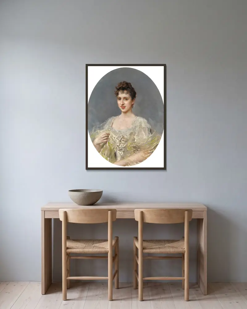 Clotilde, Marquessa de Acricollar av Raimundo de Madrazo y Garreta inramad på en vägg