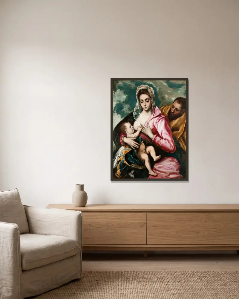 Holy Family av Raimundo de Madrazo y Garreta inramad på en vägg