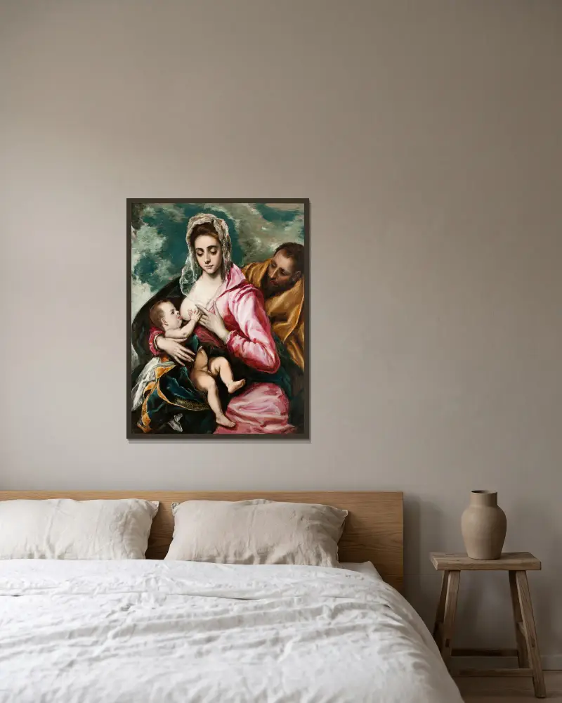 Holy Family av Raimundo de Madrazo y Garreta inramad på en vägg