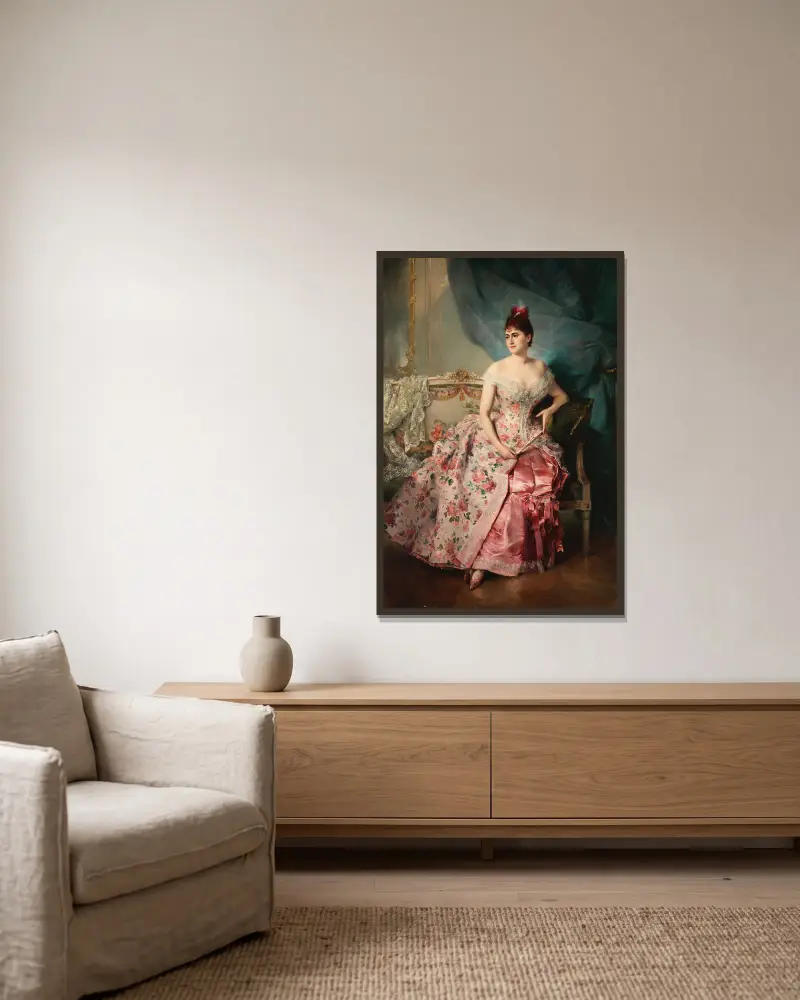 Portrait of a Lady – nr 1 av Raimundo de Madrazo y Garreta inramad på en vägg