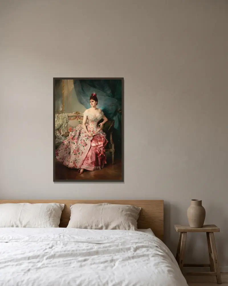 Portrait of a Lady – nr 1 av Raimundo de Madrazo y Garreta inramad på en vägg