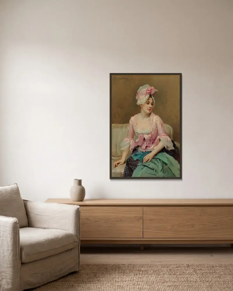 Portrait of Aline Mason av Raimundo de Madrazo y Garreta inramad på en vägg