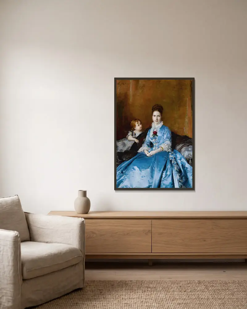 Portrait Of Mrs. Clotilde De Cándamo And Her Son Carlos av Raimundo de Madrazo y Garreta inramad på en vägg