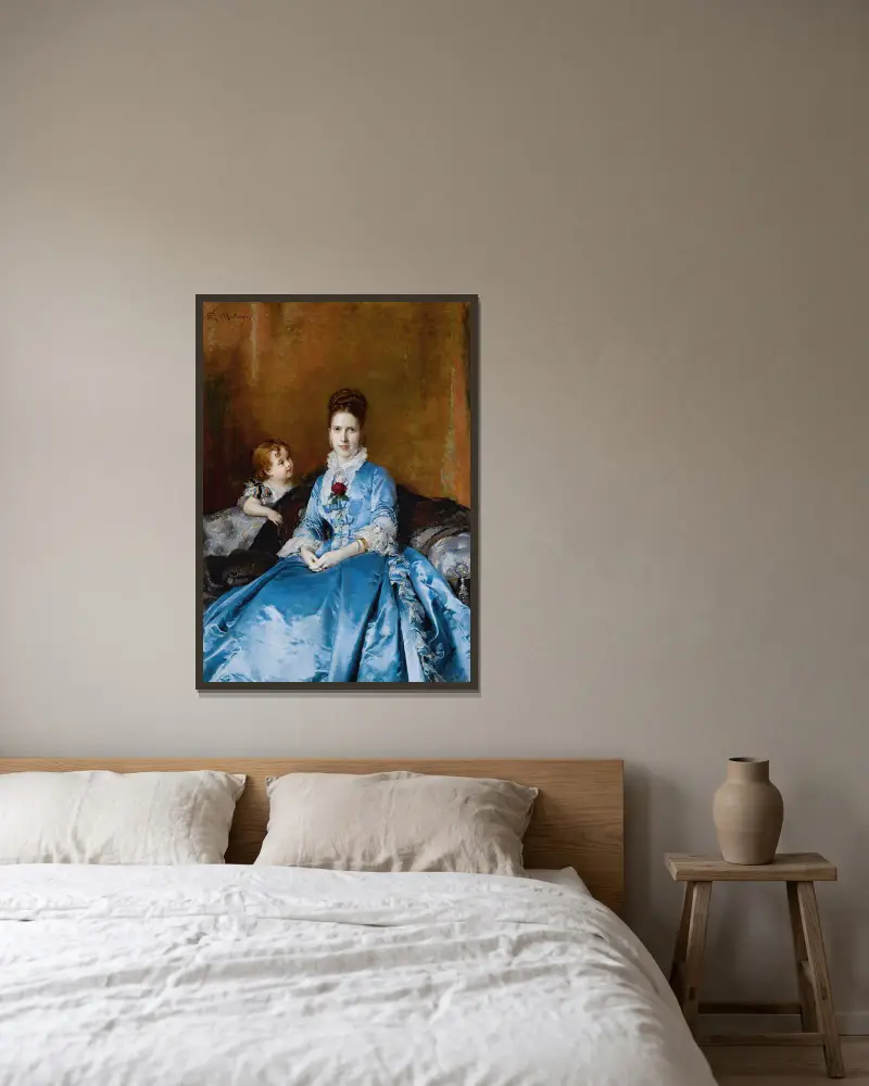 Portrait Of Mrs. Clotilde De Cándamo And Her Son Carlos av Raimundo de Madrazo y Garreta inramad på en vägg