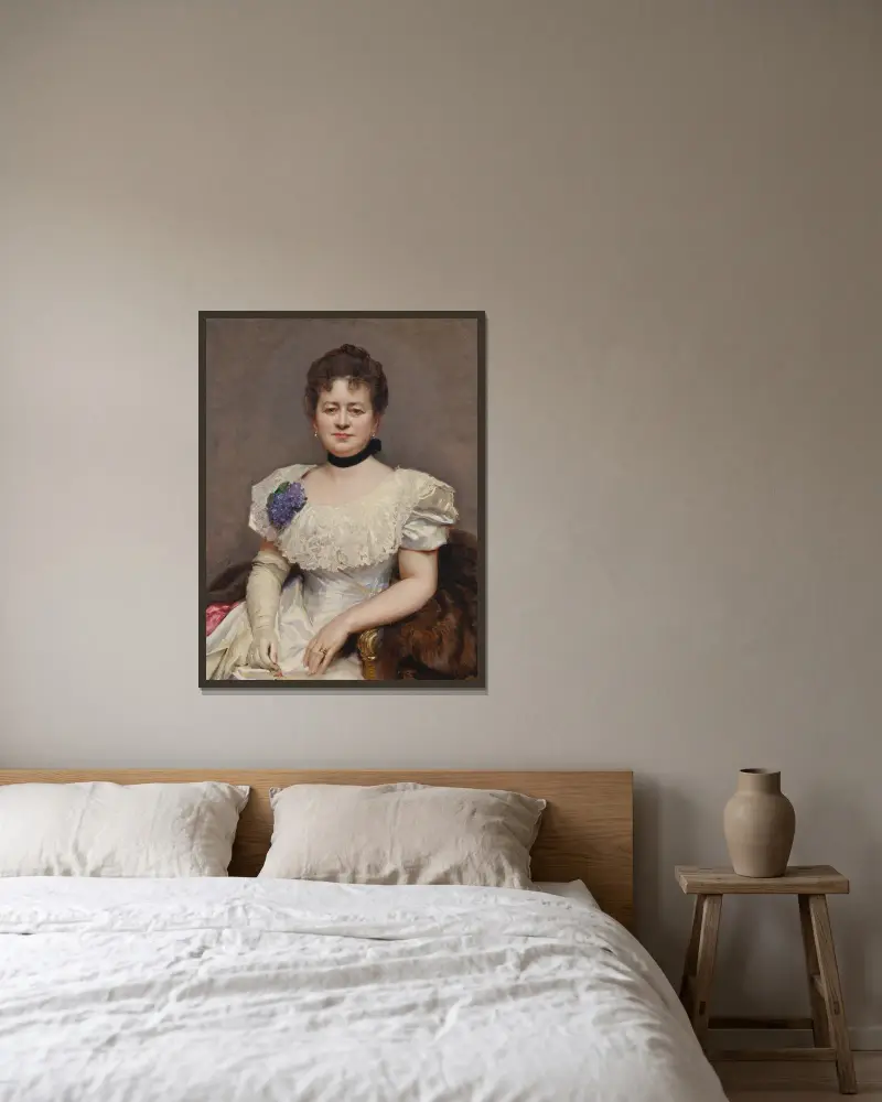 Portrait of Teresa de Blumenstiel av Raimundo de Madrazo y Garreta inramad på en vägg