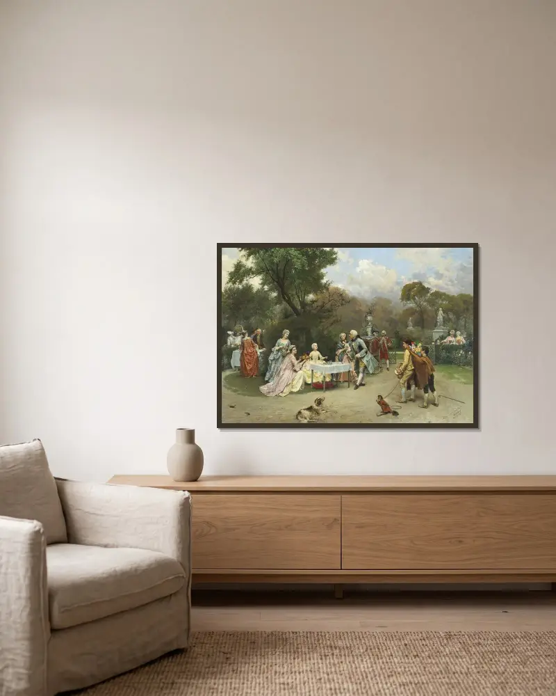 Księżniczka w ogrodach Wersalu, Raimundo de Madrazo y Garreta w ramie na ścianie