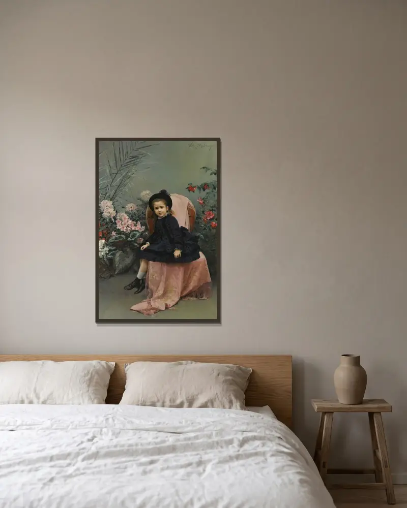 Porträt von Mercedes de Heeren von Raimundo de Madrazo y Garreta gerahmt an einer Wand