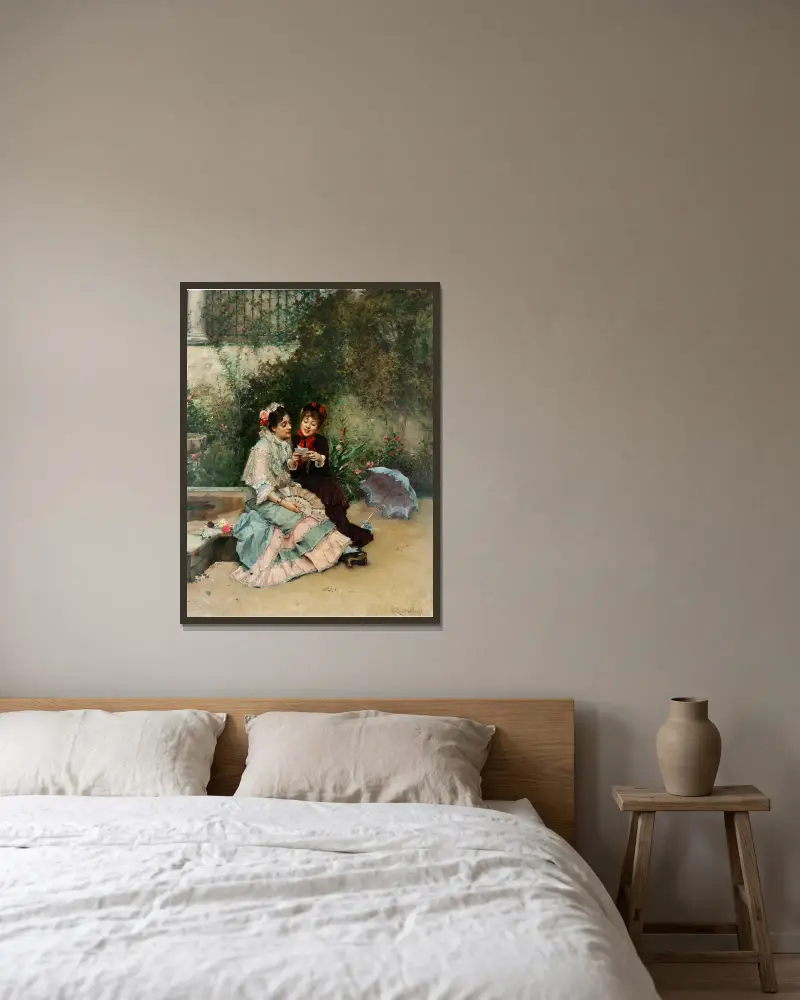 Čtení dopisu, Raimundo de Madrazo y Garreta v rámu na stěně