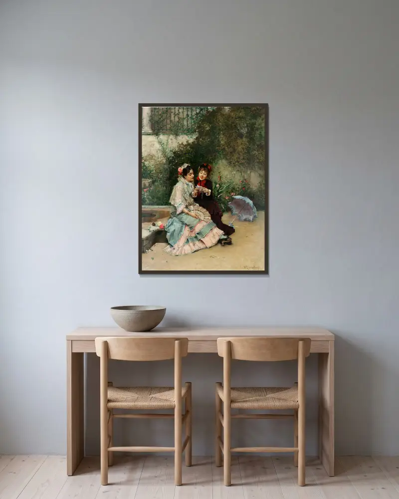 Čtení dopisu, Raimundo de Madrazo y Garreta v rámu na stěně