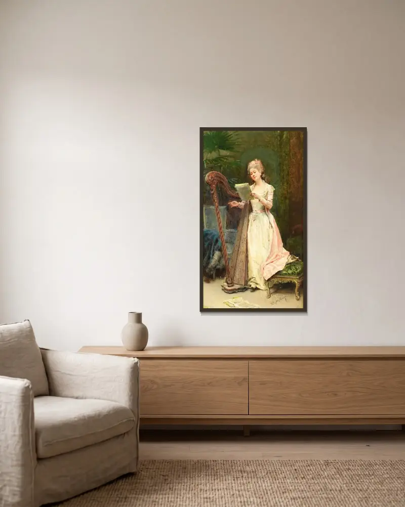 Die Probe von Raimundo de Madrazo y Garreta gerahmt an einer Wand
