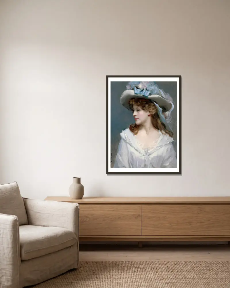 Woman In White av Raimundo de Madrazo y Garreta inramad på en vägg
