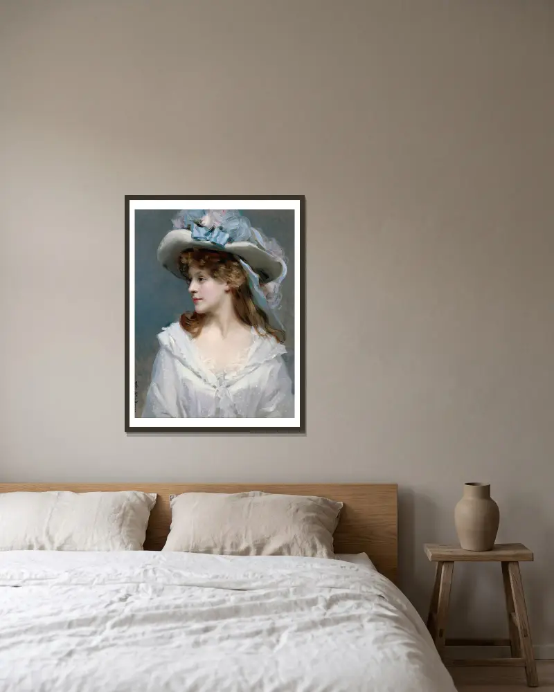 Woman In White av Raimundo de Madrazo y Garreta inramad på en vägg