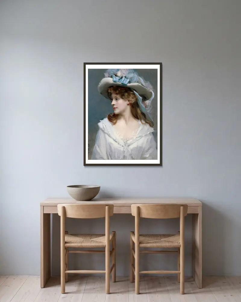 Woman In White av Raimundo de Madrazo y Garreta inramad på en vägg