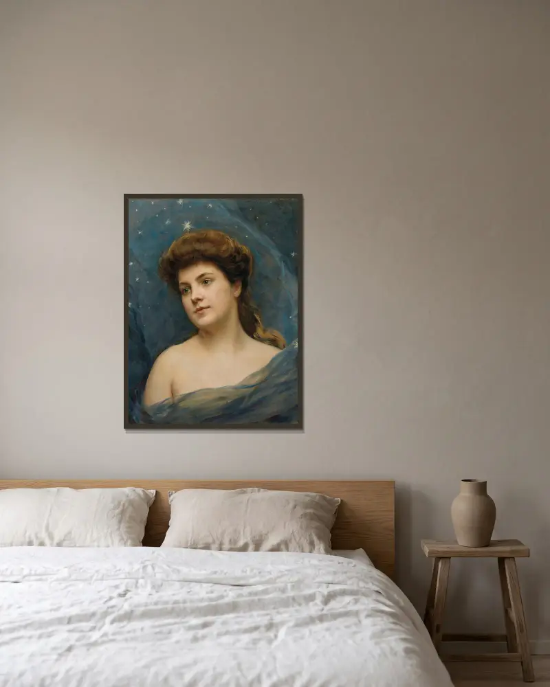 Young woman surrounded by stars av Raimundo de Madrazo y Garreta inramad på en vägg