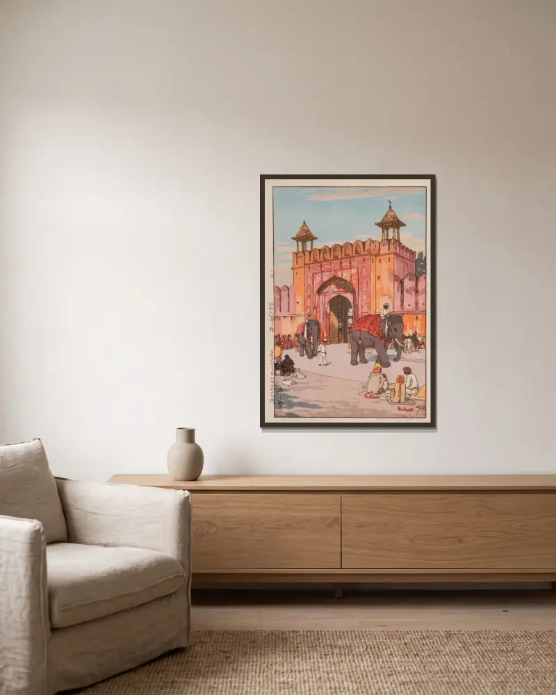Ajmer-Tor, Jaipur von Yoshida Hiroshi gerahmt an einer Wand