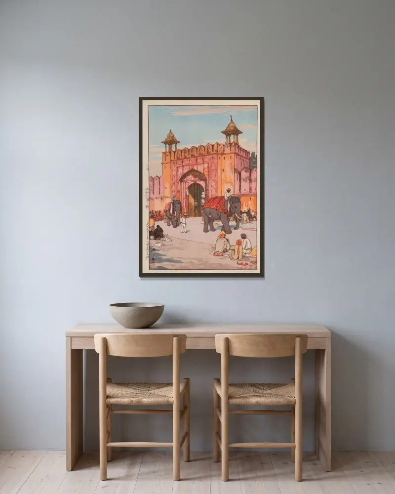 Ajmer-Tor, Jaipur von Yoshida Hiroshi gerahmt an einer Wand
