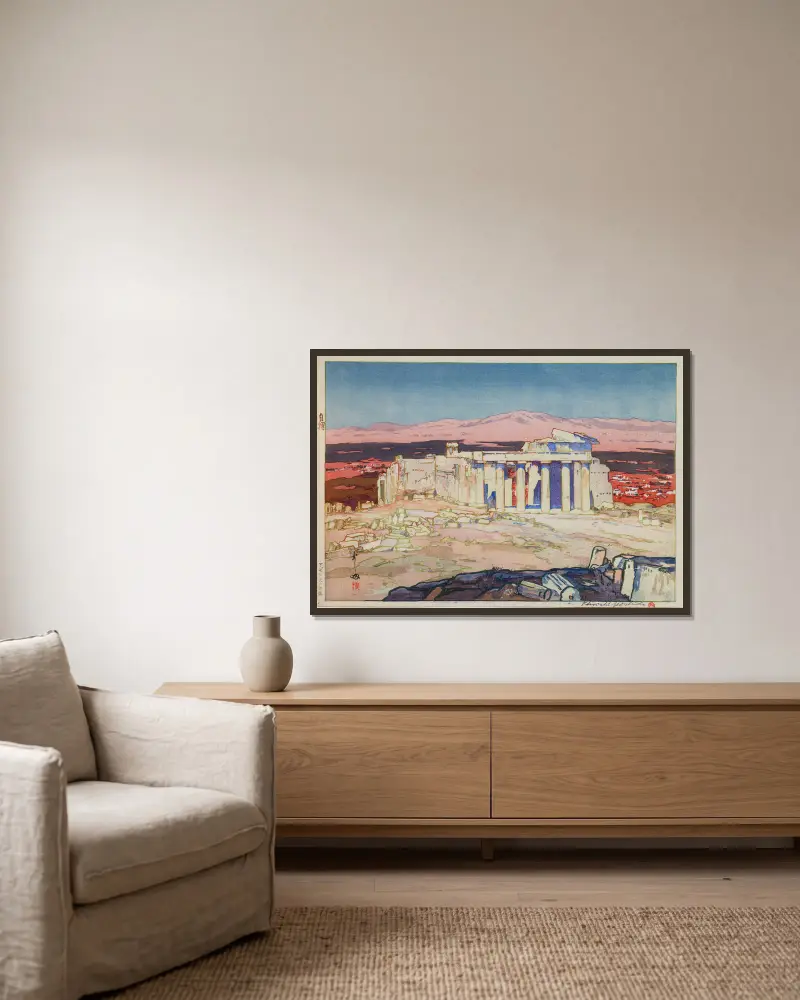 Ancient Ruins of Athens, 1925 – nr 2 av Yoshida Hiroshi inramad på en vägg