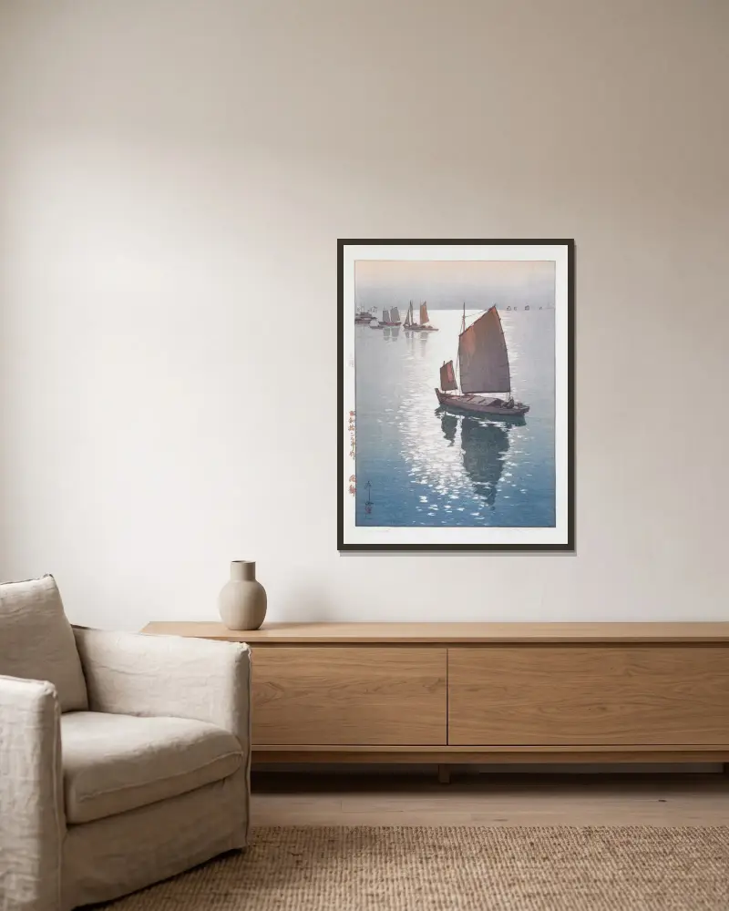 Stille Wind von Yoshida Hiroshi gerahmt an einer Wand