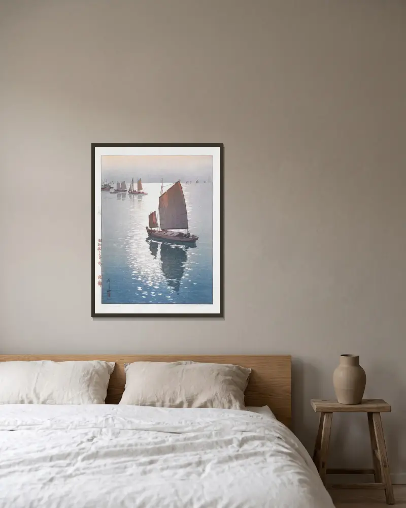 Stille Wind von Yoshida Hiroshi gerahmt an einer Wand