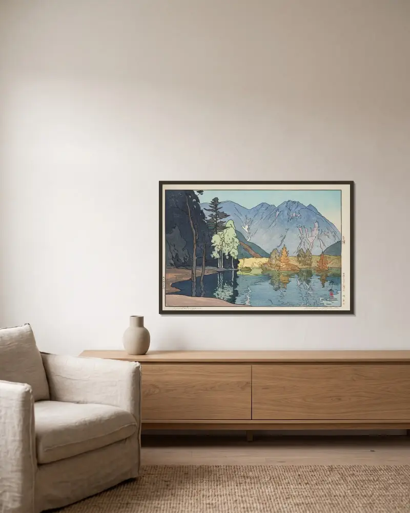 Hodakayama von Yoshida Hiroshi gerahmt an einer Wand