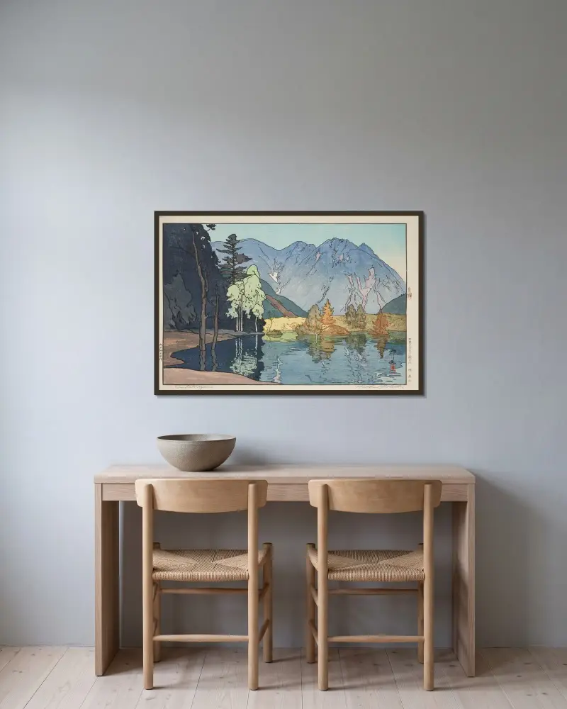 Hodakayama von Yoshida Hiroshi gerahmt an einer Wand