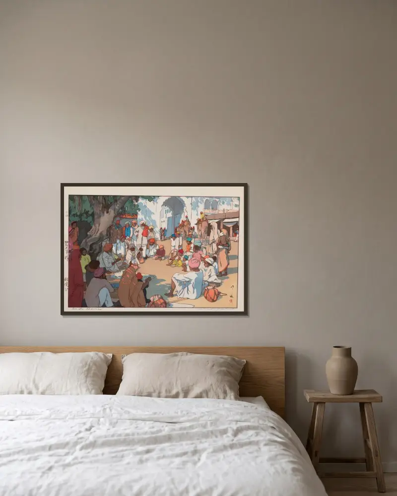Schlangenbeschwörer, 1932 – Nr. 2 von Yoshida Hiroshi gerahmt an einer Wand