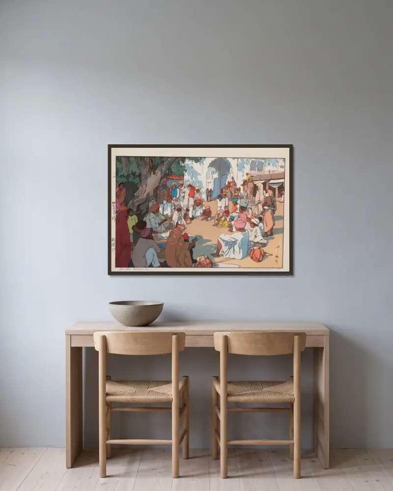 Schlangenbeschwörer, 1932 – Nr. 2 von Yoshida Hiroshi gerahmt an einer Wand