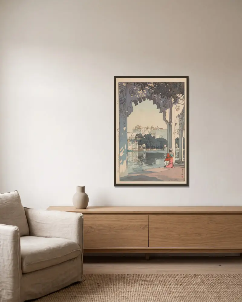 Udaipur-Schloss von Yoshida Hiroshi gerahmt an einer Wand